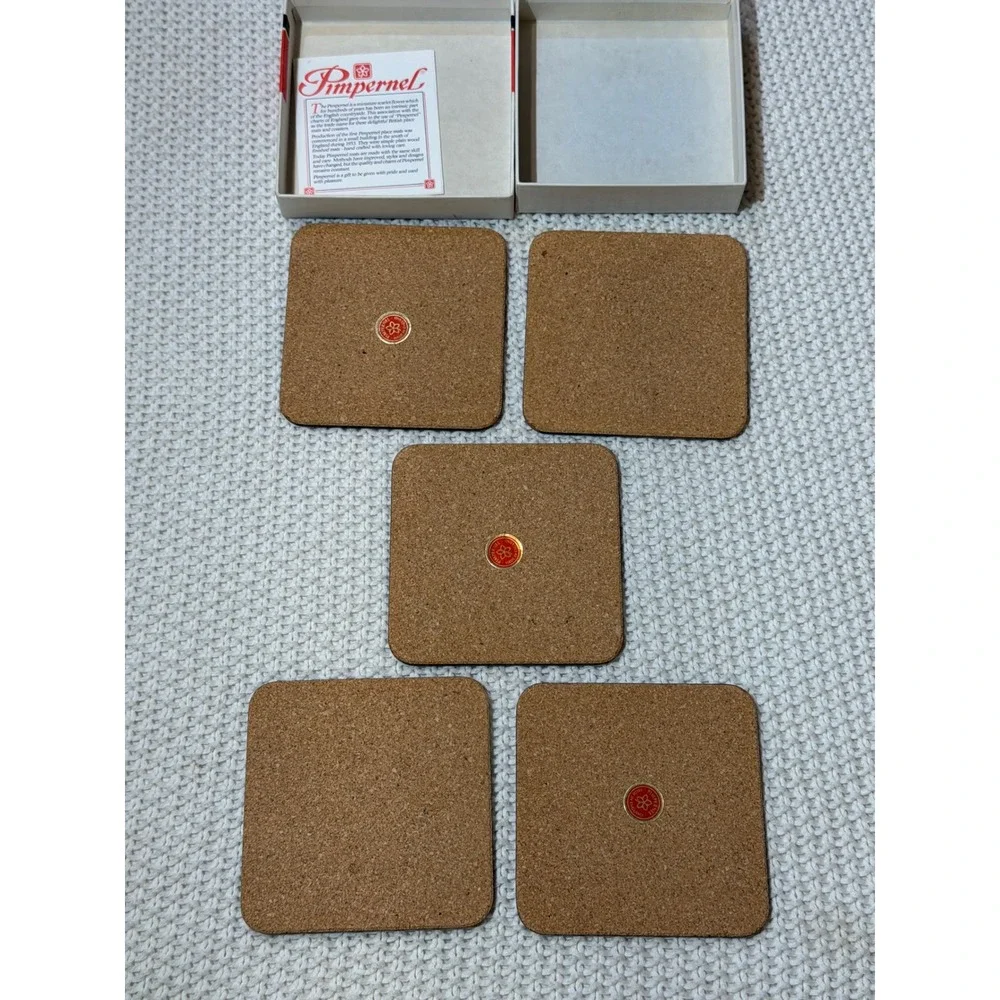 Pimpernel Chinese Screen Coasters Set of 5 Cork Backed Made in England Vintage